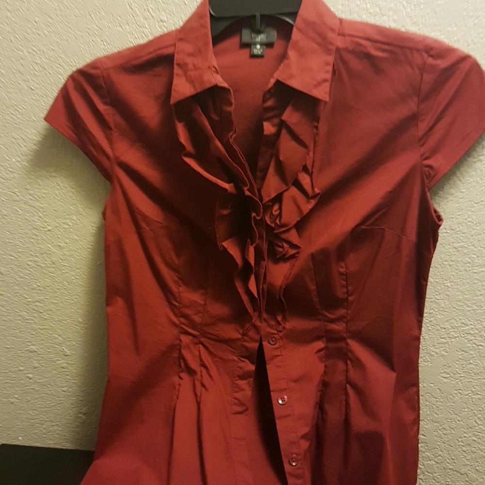 Red dressy cap sleeve blouse